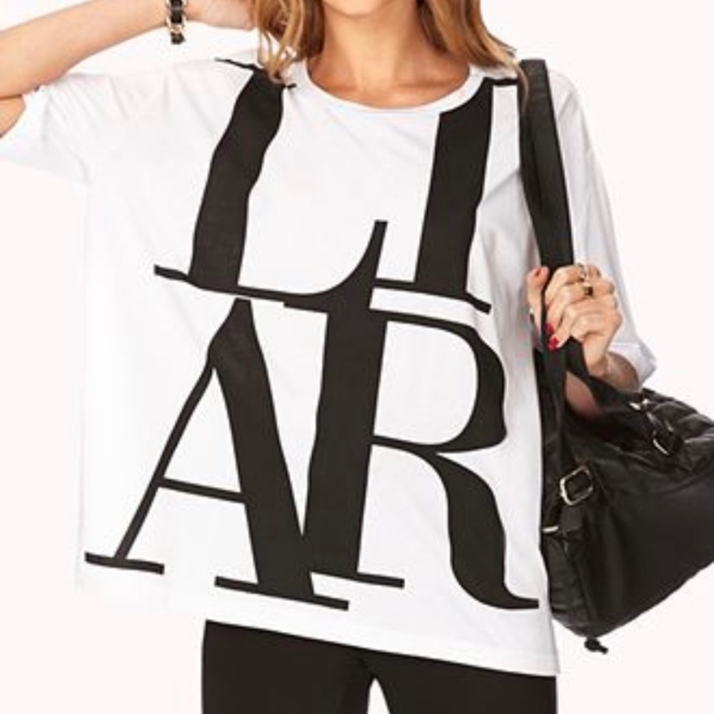 3 for 12 | F21 Black and White Graphic tee oversized top size Small - Picture 2 of 6